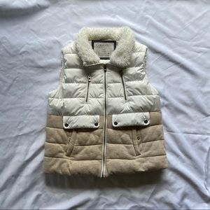 NWOT CALVIN KLEIN: White & tan winter vest